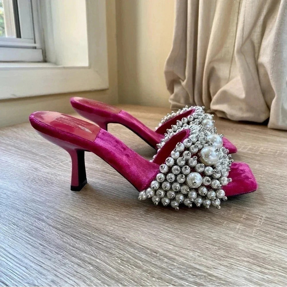 New Jeffrey Campbell Free People Pearl Heels Portia Pink Embellished 7.5 - Picture 14 of 14
